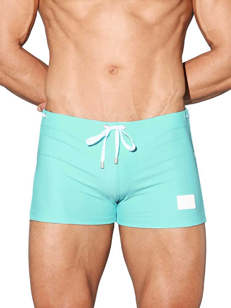 Men's High-Stretch Solid Drawstring Swim Trunks