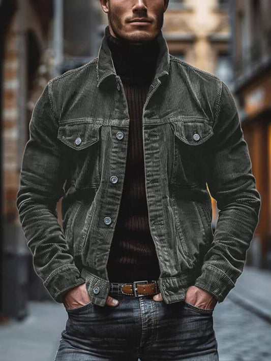 Men's Fashion Corduroy Long-Sleeved Lapel Jacket