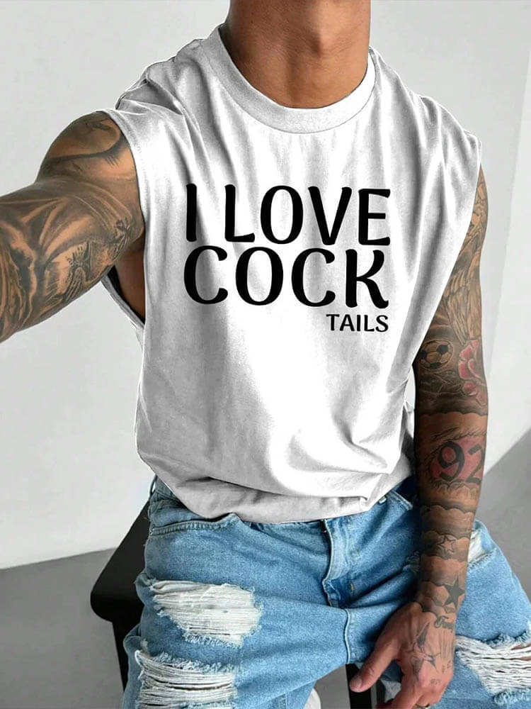 Men's I Love Cocktails Print Wide Shoulder Vest