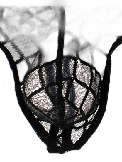 3 Pack Men's Low-Rise Lace Sexy Mesh Briefs And Thongs