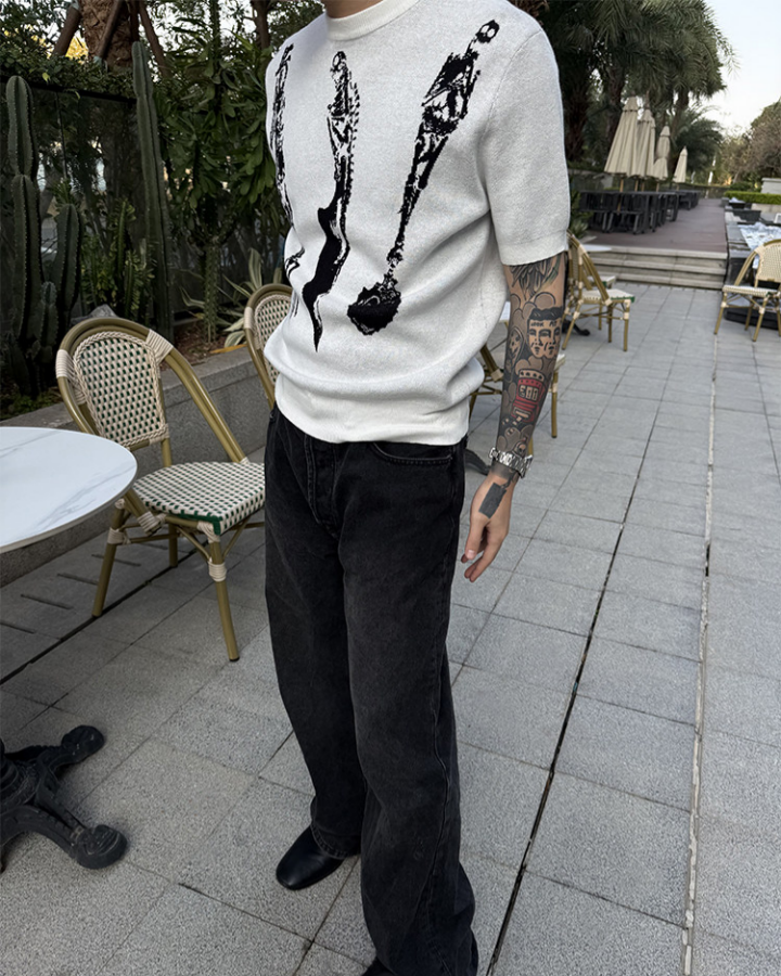 KIIKIO Vintage Round-Neck Relaxed Knit Tee