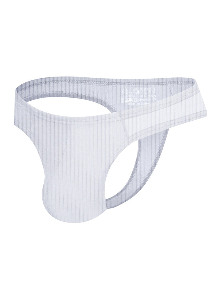 2-pack Men's Ribbed Low-rise Solid Color Thong