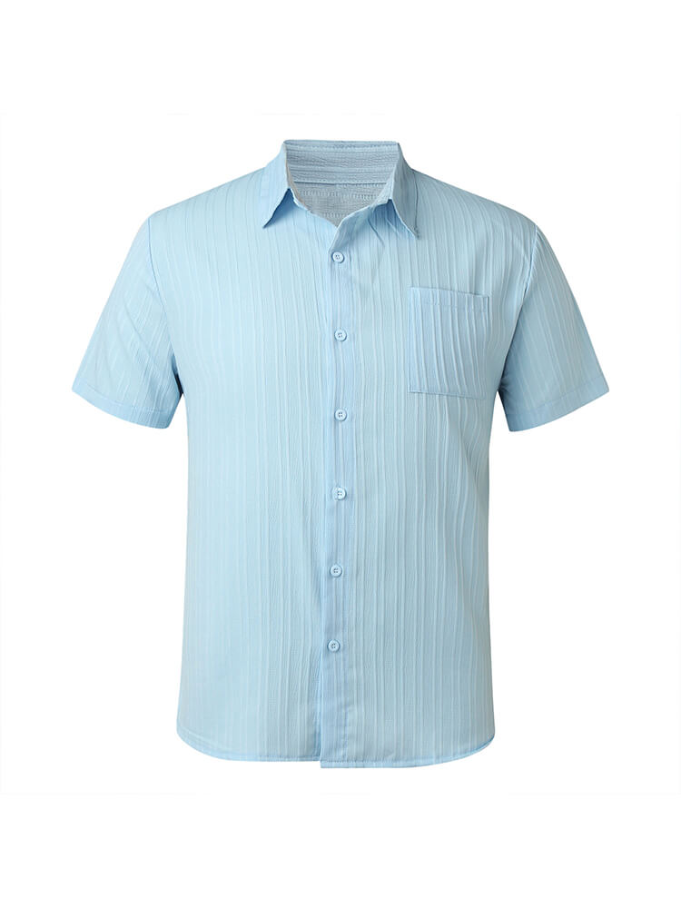 Men's Loose Textured Solid Short-Sleeve Shirt