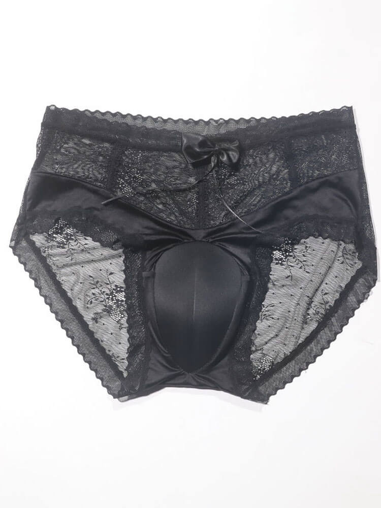 Sexy Lace Bow-Decorated Crossdressing Briefs