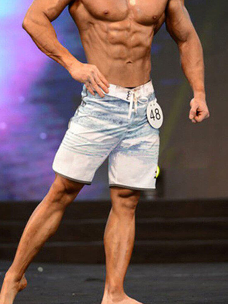 Men's Printed Bodybuilding Beach Drawstring Shorts