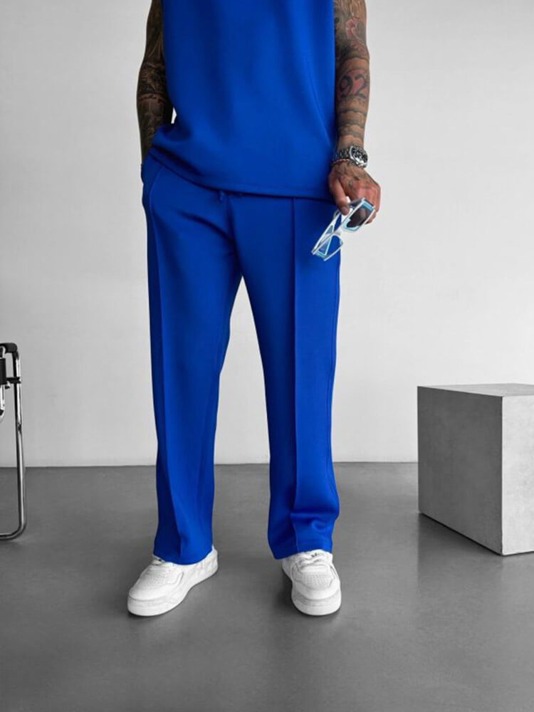 Men's Casual Solid Color Knitted Straight Pants