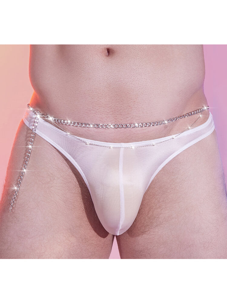 Men's Sexy Metal Chain Smooth Low-Rise Seamless Thong