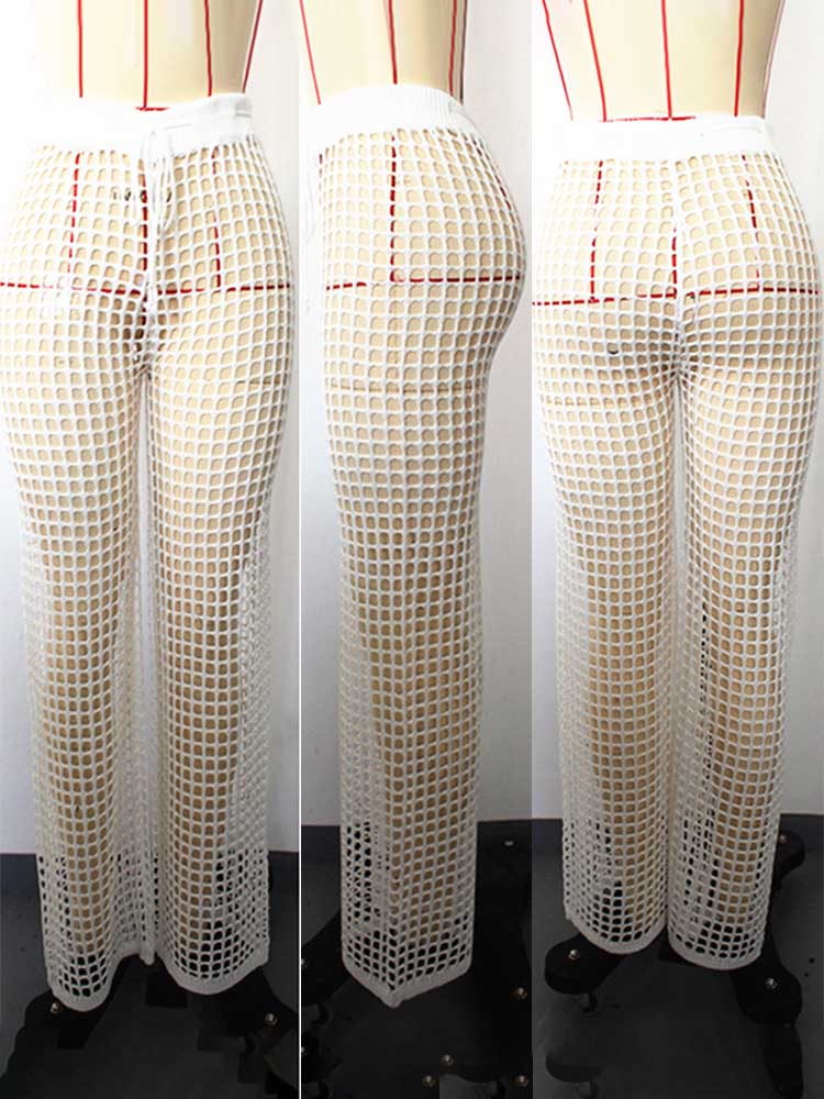 Men's Solid Color Hollow Out Fishnet Pants