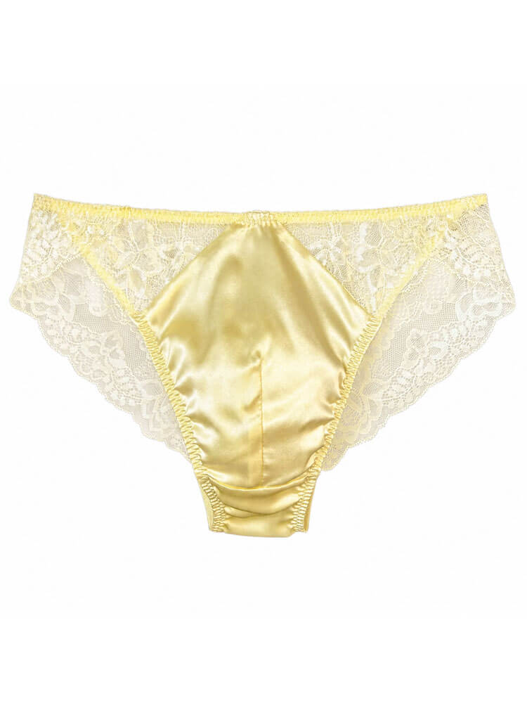 Men’s Sexy Lace Ruffles Mulberry Silk Briefs