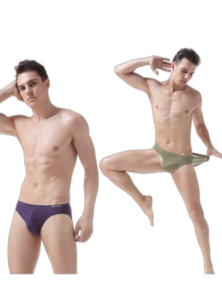 3 Pack Men's Mesh Nylon Breathable Solid Color Bikini
