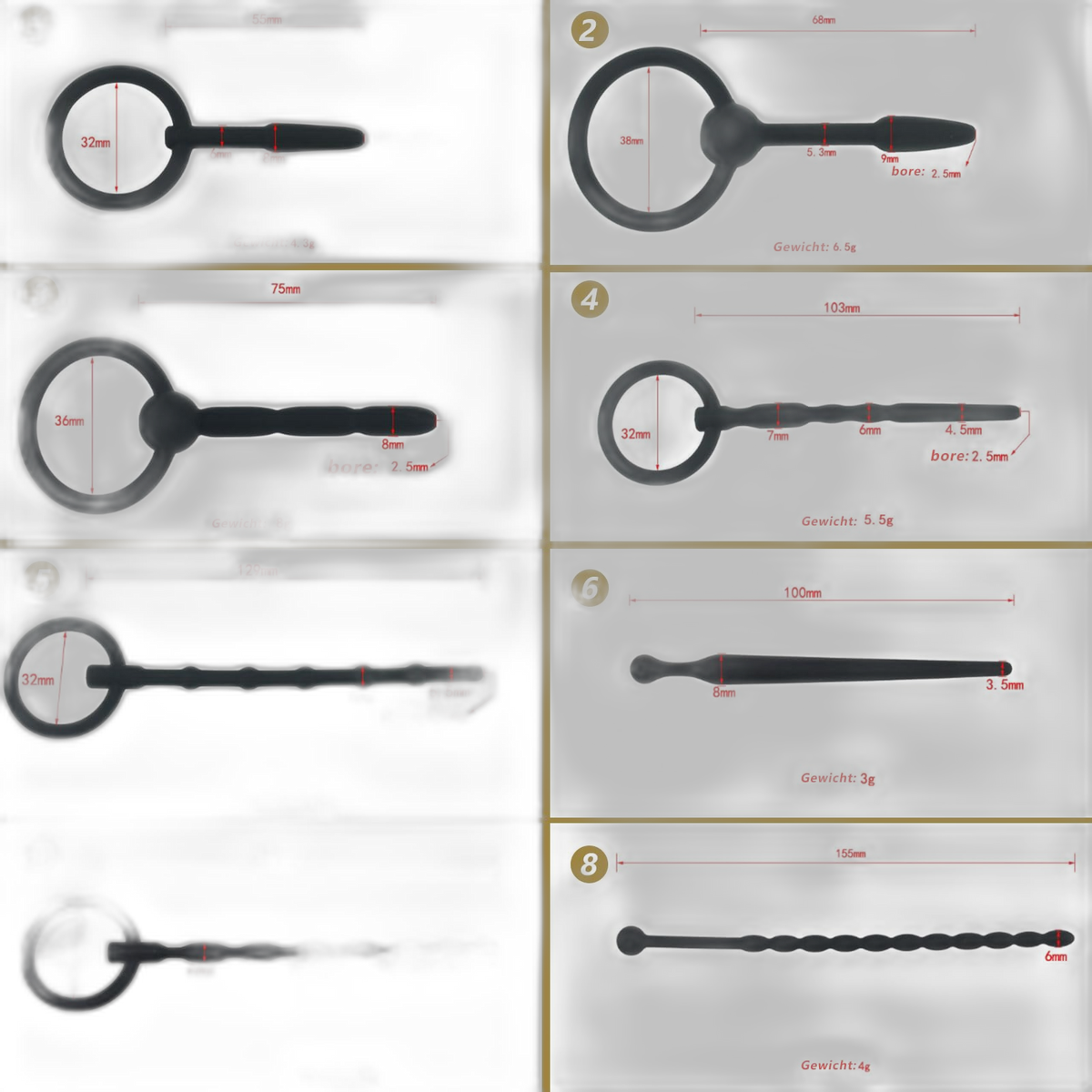 Penis Plug Sounding Kit - 8 Pcs