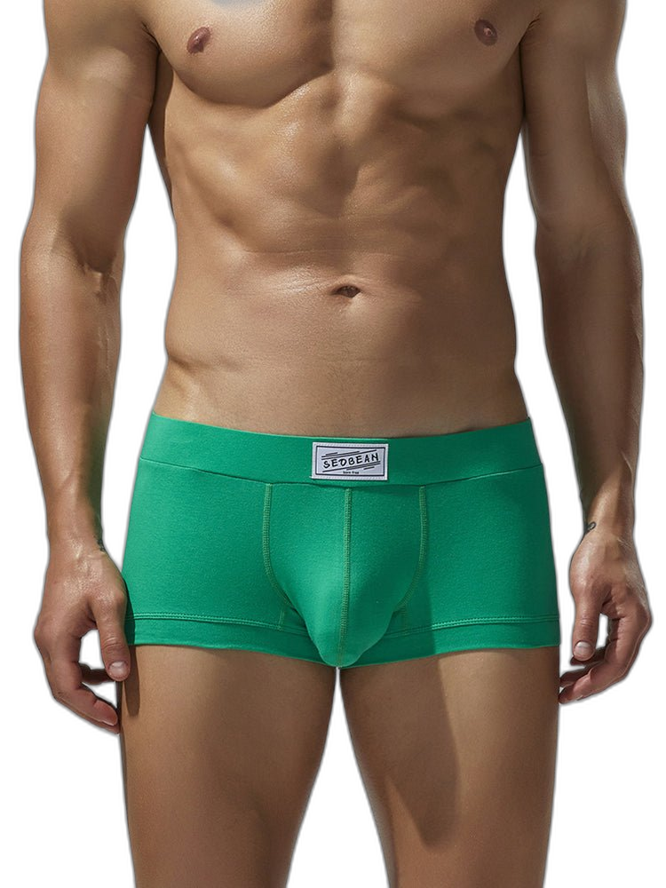 2 Pack Men's Low-Rise Solid Breathable Cotton Trunks