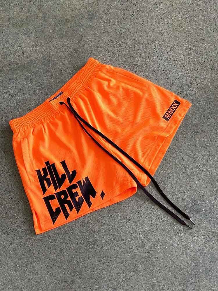 Men's Letter Mesh Quick-Dry Training Shorts