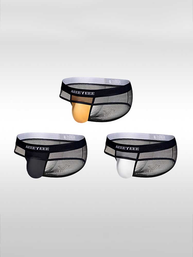 Men's Sexy Sheer Mesh Low-Rise U-Bulge Pouch Briefs