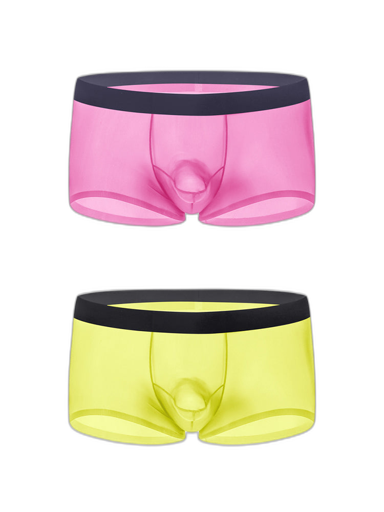 2 Pack Men's Ice Silk Separated Pouch Breathable Stretch Fit Trunks