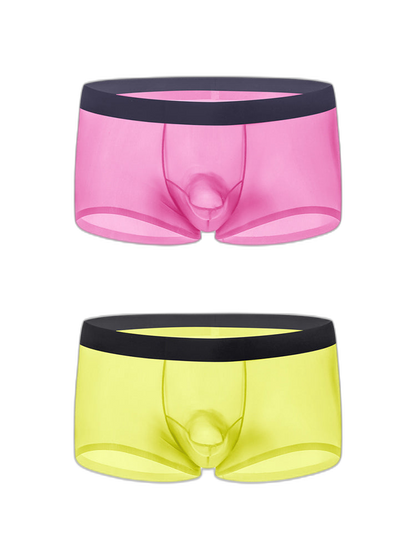 2 Pack Men's Ice Silk Separated Pouch Breathable Stretch Fit Trunks