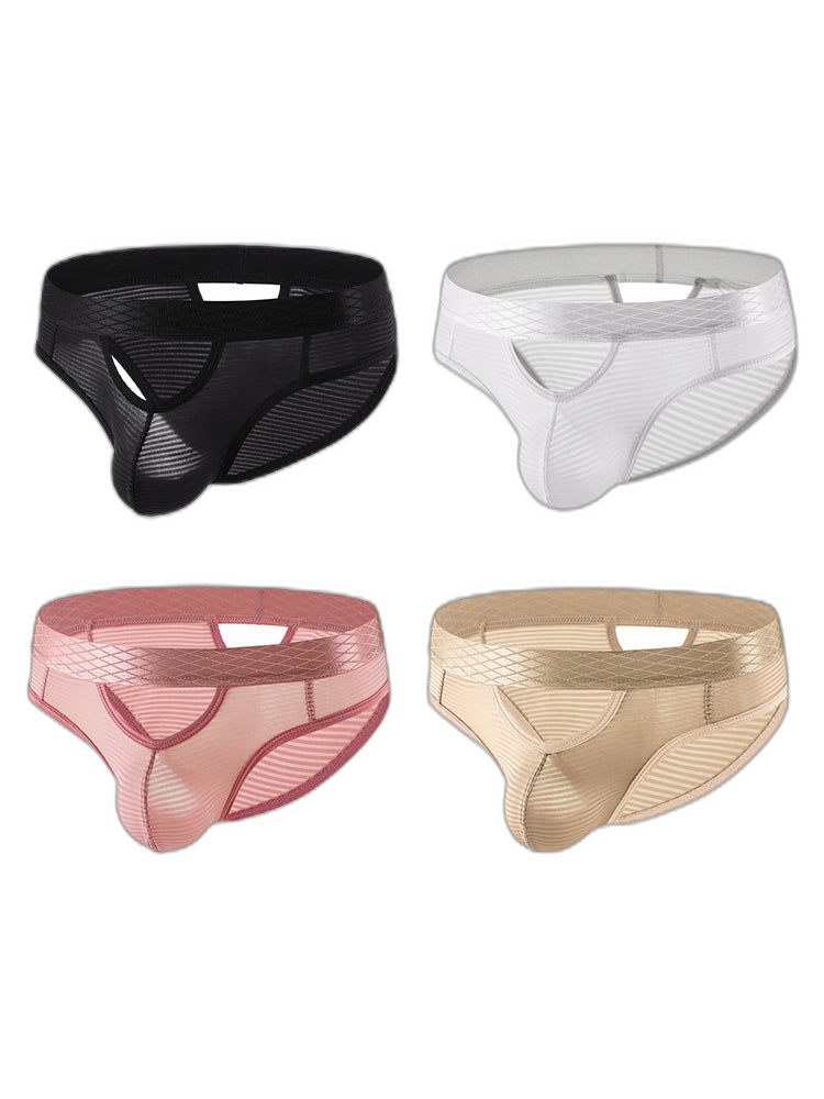 4 Pack Men's Sexy Striped Design Day-Long Comfort Soft-Touch Waistband Bikini