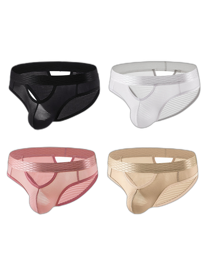 4 Pack Men's Sexy Striped Design Day-Long Comfort Soft-Touch Waistband Bikini