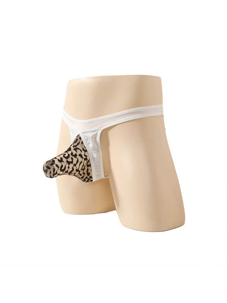 Men's Sexy Leopard Print Elephant Pouch Thong
