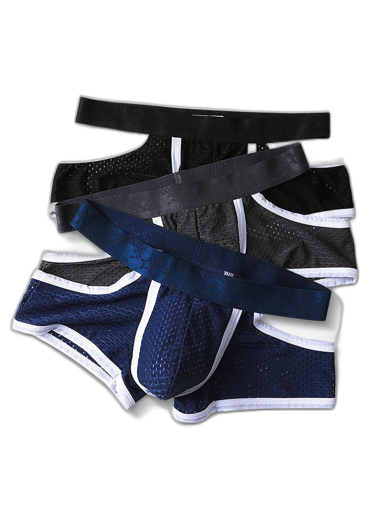 3 Pack Men's Breathable Mesh Lightweight & Airy Supportive Fit Trunks