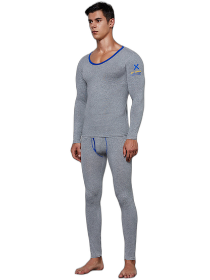 Men's Splicing Lines Cotton Thermal Underwear Set