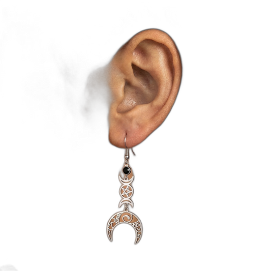 Crescent Pentagram Earrings