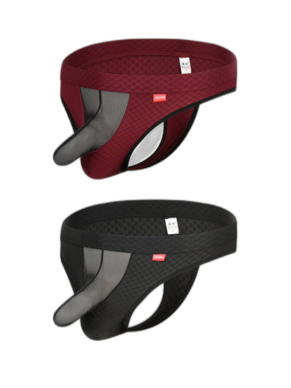 2 Pack Men's Sexy Thongs with Transparent Elephant Trunk