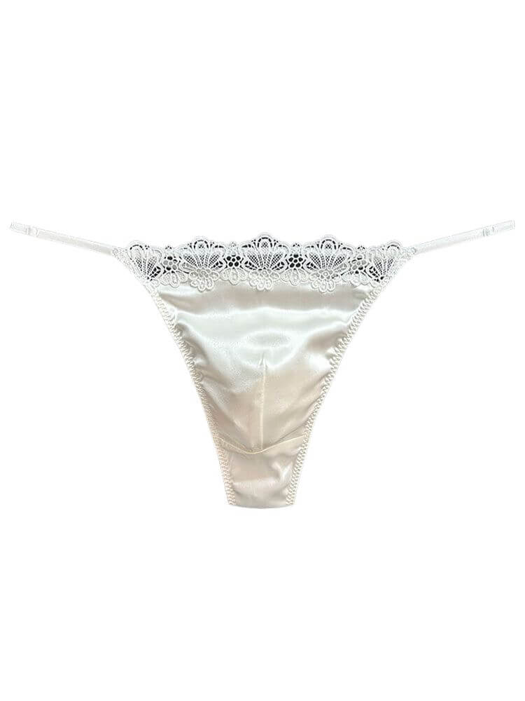 Men's Sexy Thin Strap Embroidered Lace Silk Thong