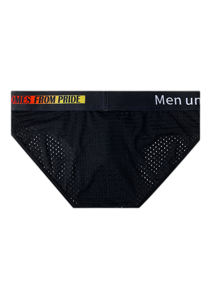 Men's Mesh Briefs With Colorful Spliced Lines