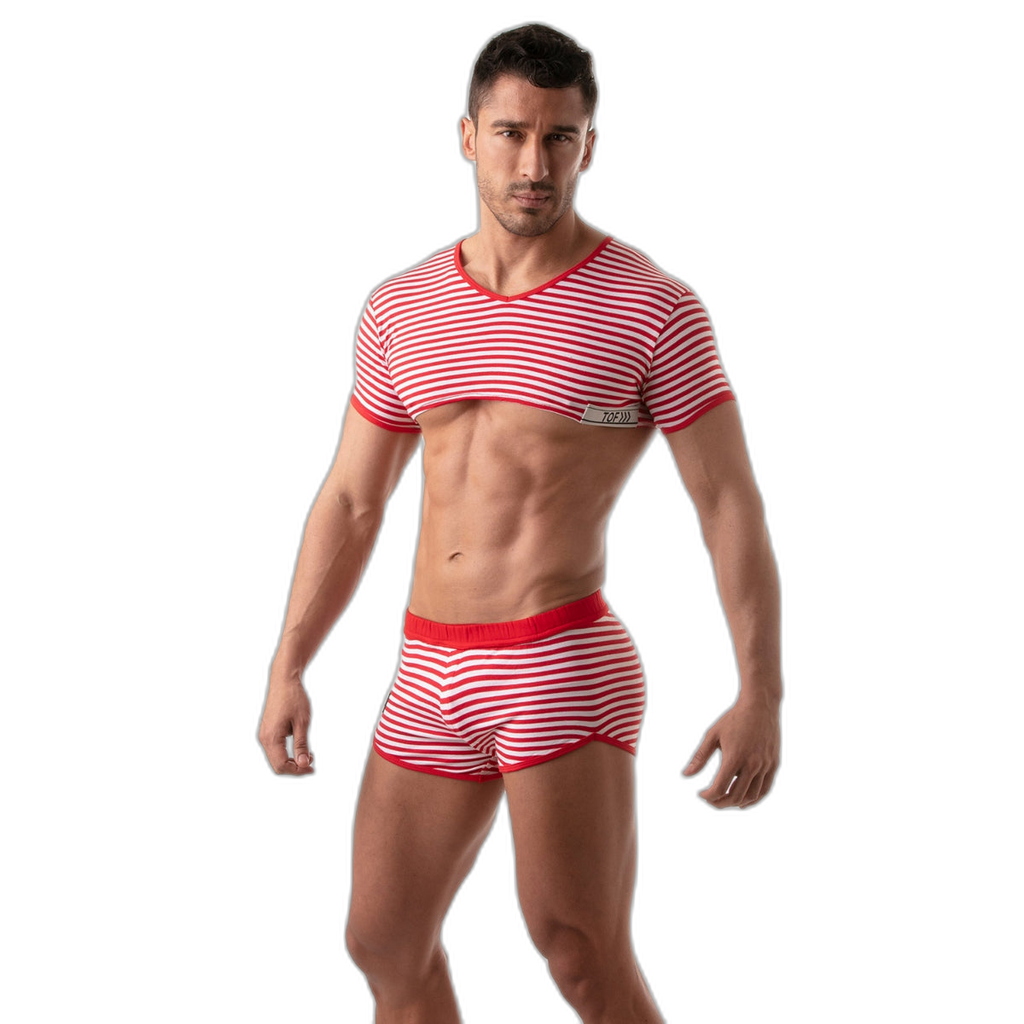 TOF Paris Sailor Stripe Crop Top Red