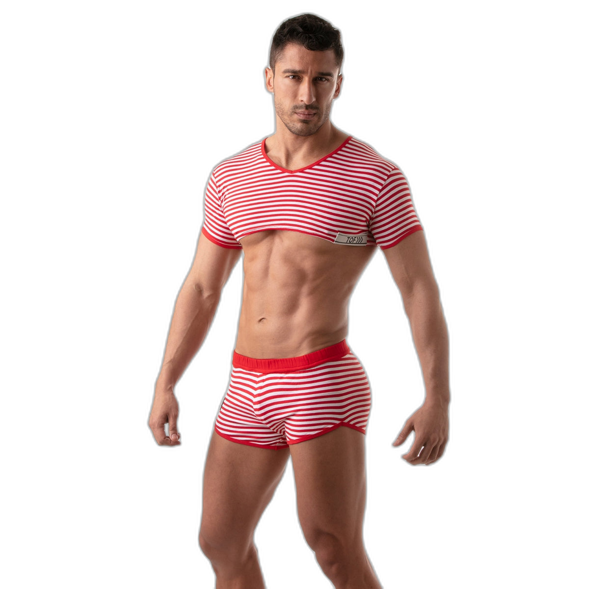 TOF Paris Sailor Stripe Crop Top Red