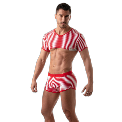 TOF Paris Sailor Stripe Crop Top Red