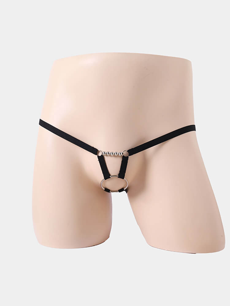 Men's Sexy Hoop Beads Low Rise Thong