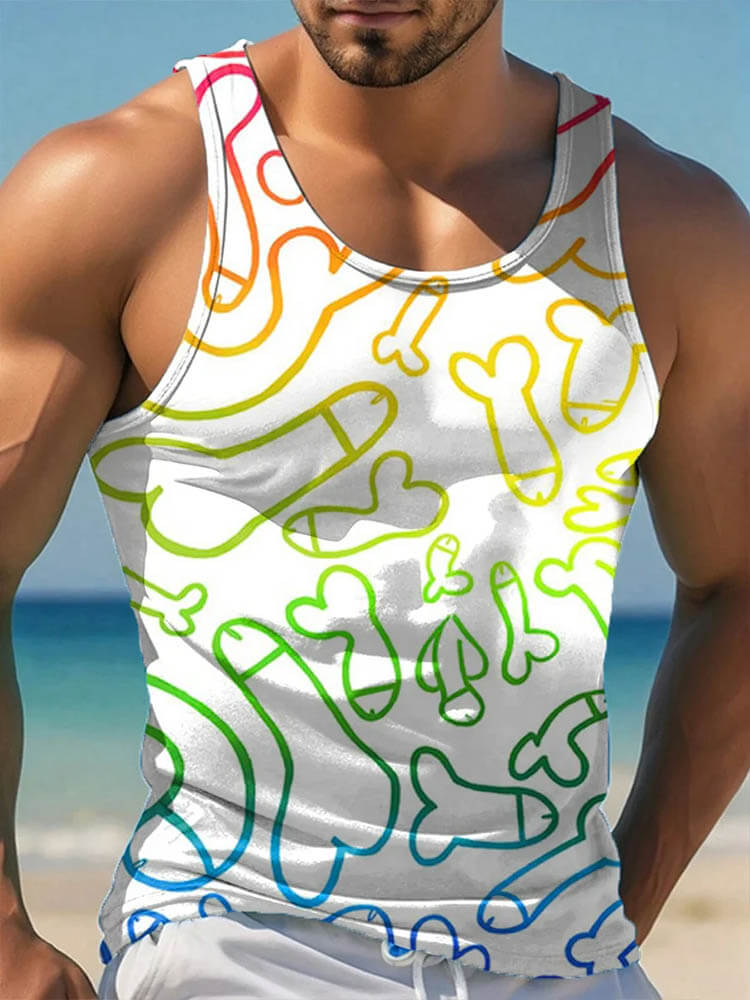 Men's Pride Rainbow Dick Art Print Tank Top