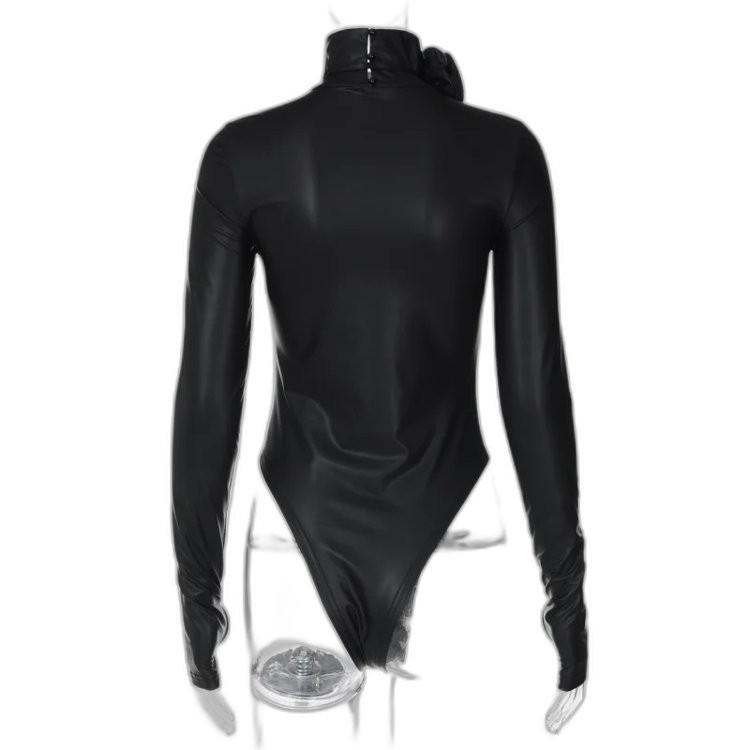 Black Widow Floral-Appliqué Bodysuit