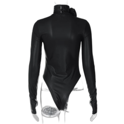Black Widow Floral-Appliqué Bodysuit