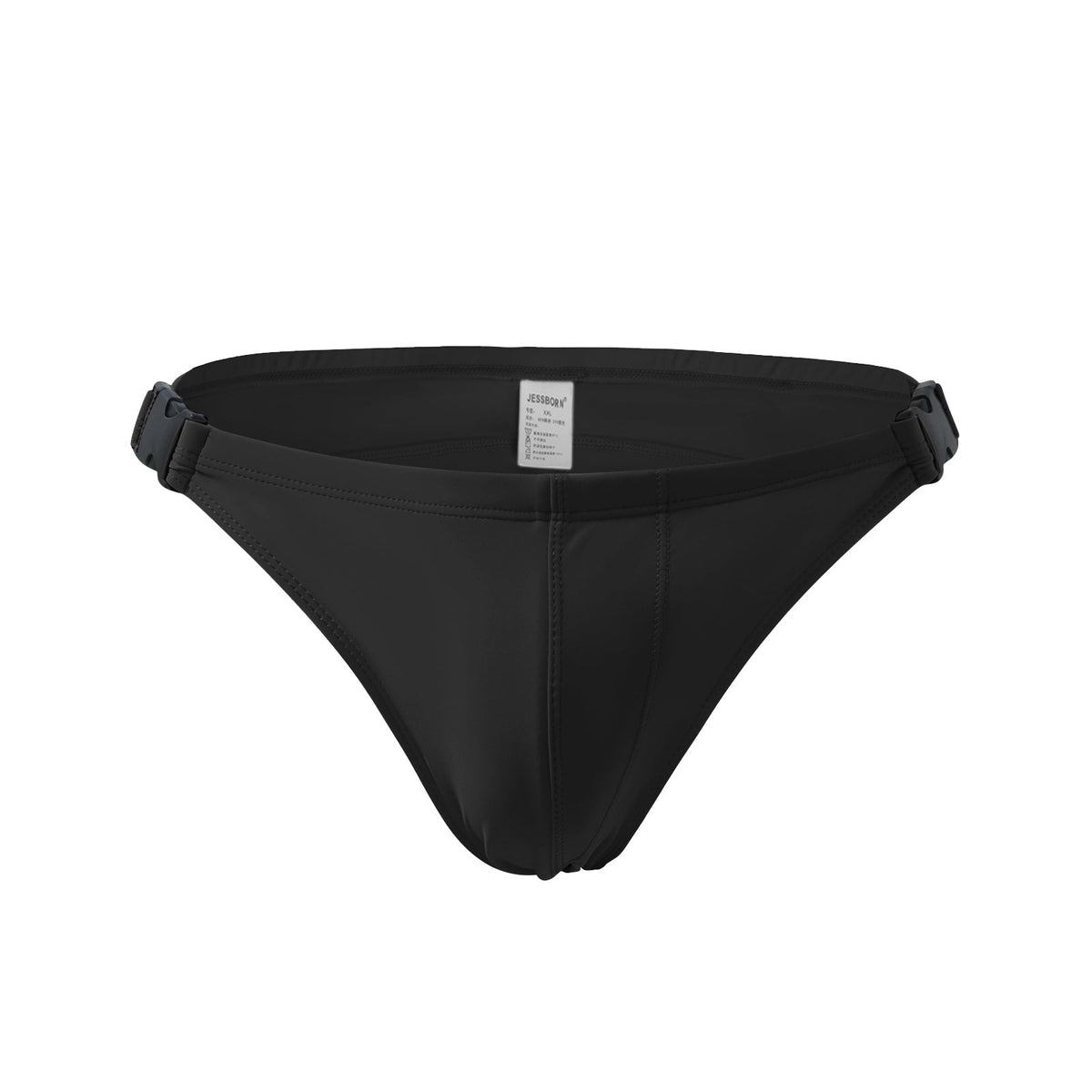 Men's Bilateral Double Buckle Solid Color Triangle Swim Bikini - Pink