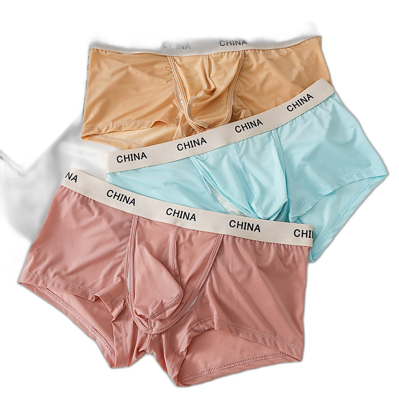 3 Pack Men's Ice Silk Bare-Sensation Breathable Lightweight Separating Trunks