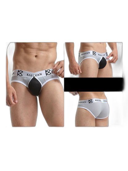2 Pack Men's Sexy Mesh Front Opening Sponge Coaster Briefs