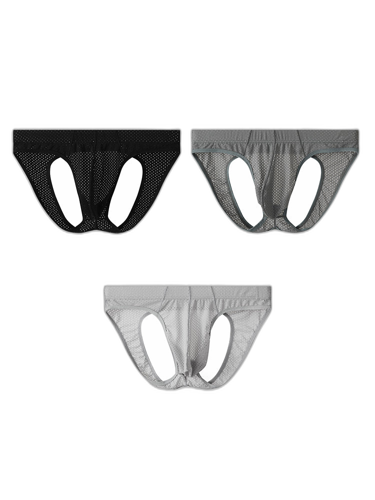 3 Pack Men's Sexy Mesh Transparent Big Pouch Jockstrap