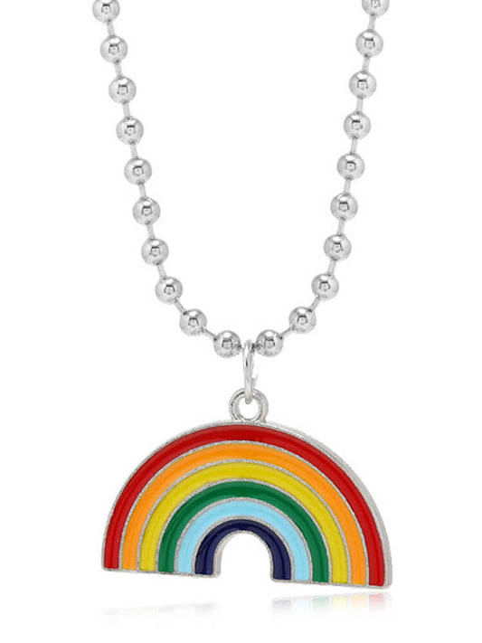 Stylish Rainbow Alloy Pride Oil-Dripping Necklace