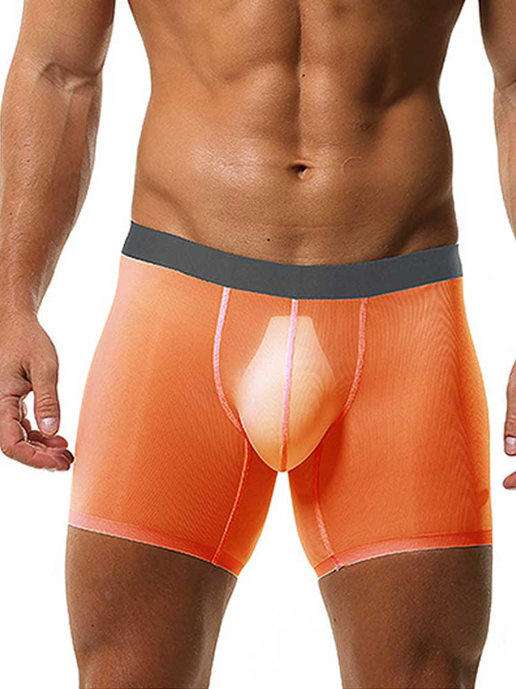 Men's Sheer Stretchy Seamless Anti-Chafing Boxer Briefs