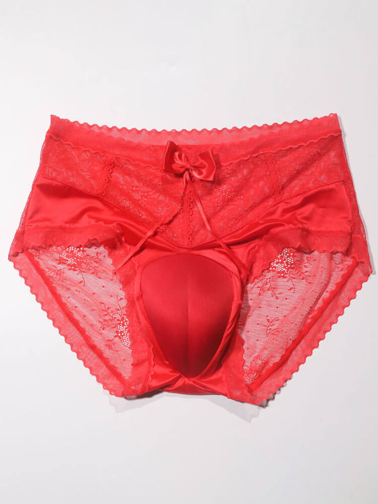 Sexy Lace Bow-Decorated Crossdressing Briefs