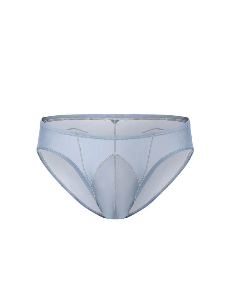 Men's Low-Rise Color-Blocked Striped Shiny Briefs