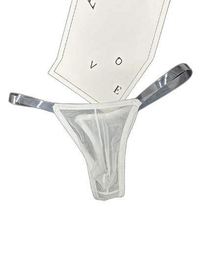 2 Pack Men's Sexy Seamless Semi-Transparent Thong & Strings