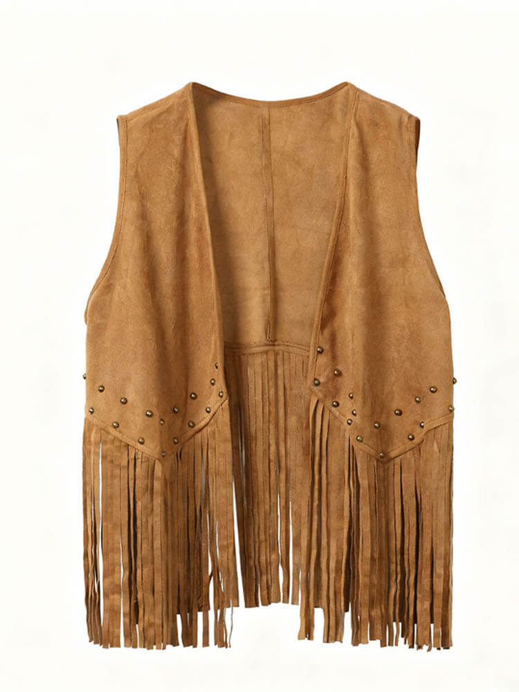 Men's Faux Suede Front-Opening Tassel Vest