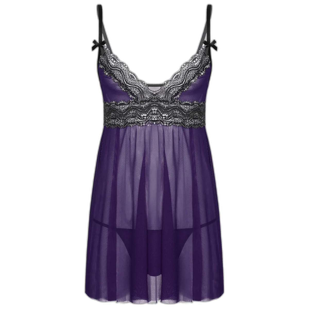 Mesh Floral Lace Sissy Mini Nightgown Set