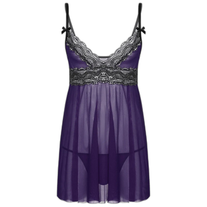 Mesh Floral Lace Sissy Mini Nightgown Set