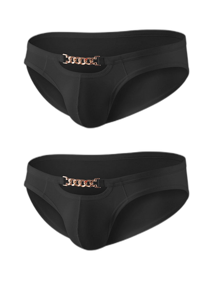 2 Pack Men's U-Pouch Design Metal-Clasp Thin Briefs