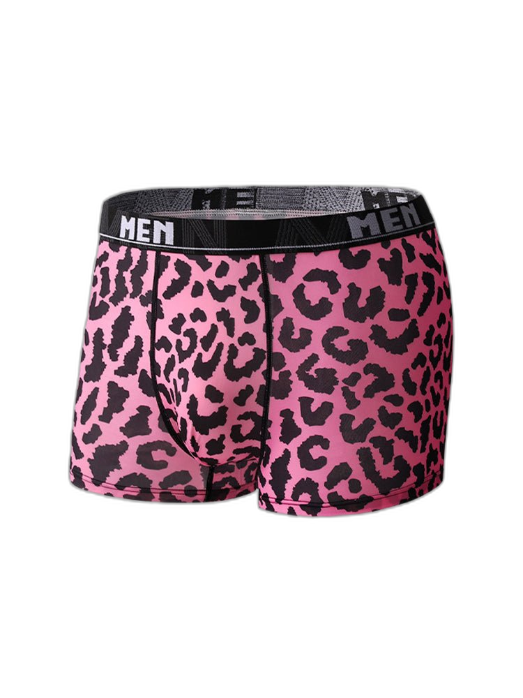 4-Pack Men's Leopard Print Mid-Rise Breathable Trunks